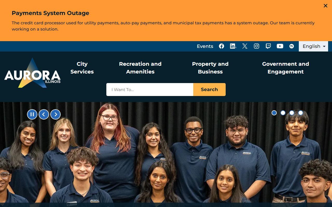 City of Aurora homepage for Aurora traffic court records