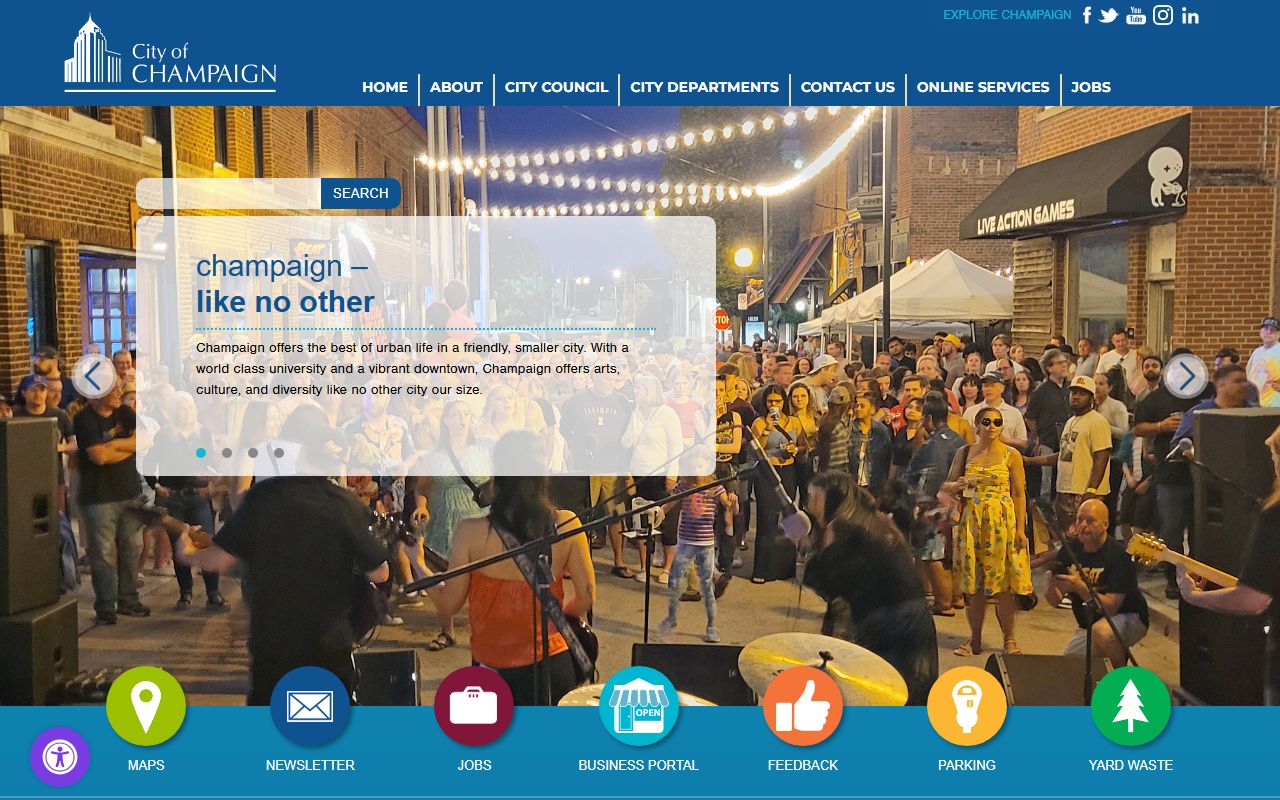 City of Champaign homepage for Champaign traffic court records