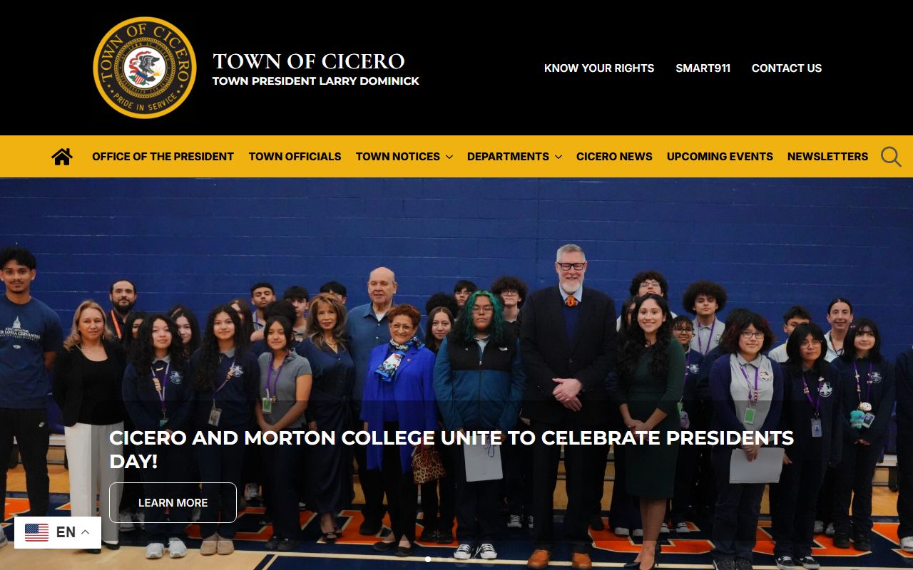 Town of Cicero homepage for Cicero traffic court records