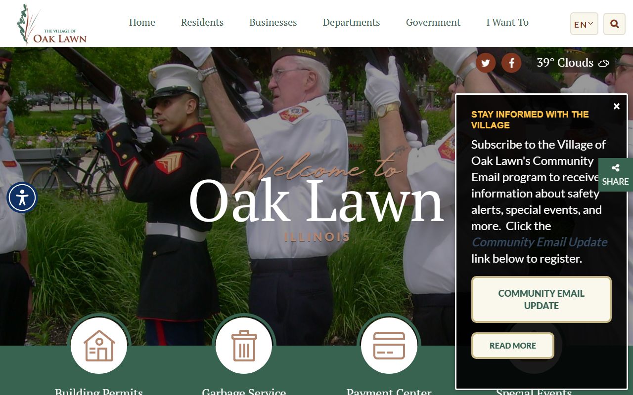 Village of Oak Lawn homepage for Oak Lawn traffic court records