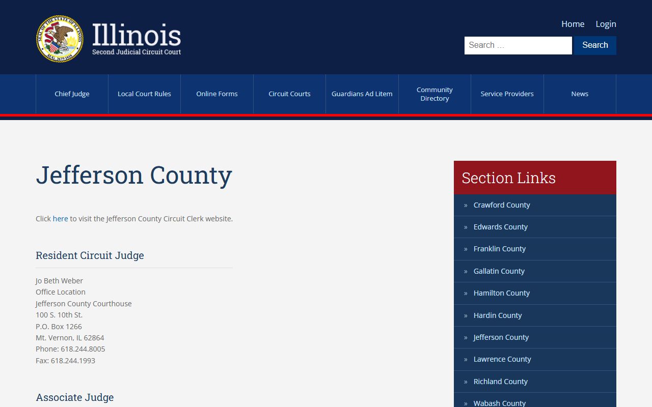 2nd Judicial Circuit page for Jefferson County traffic court records