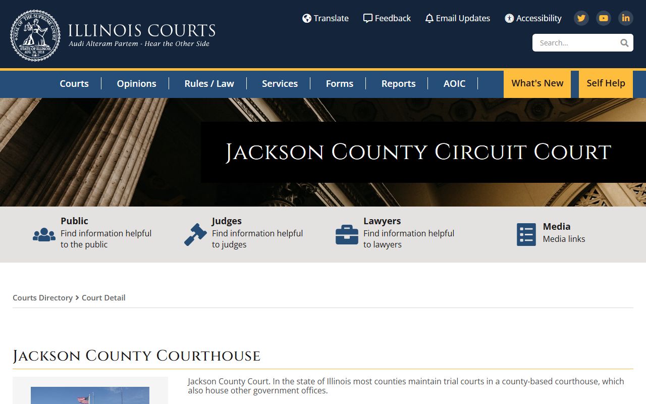 Illinois Courts directory page for Jackson County traffic court records