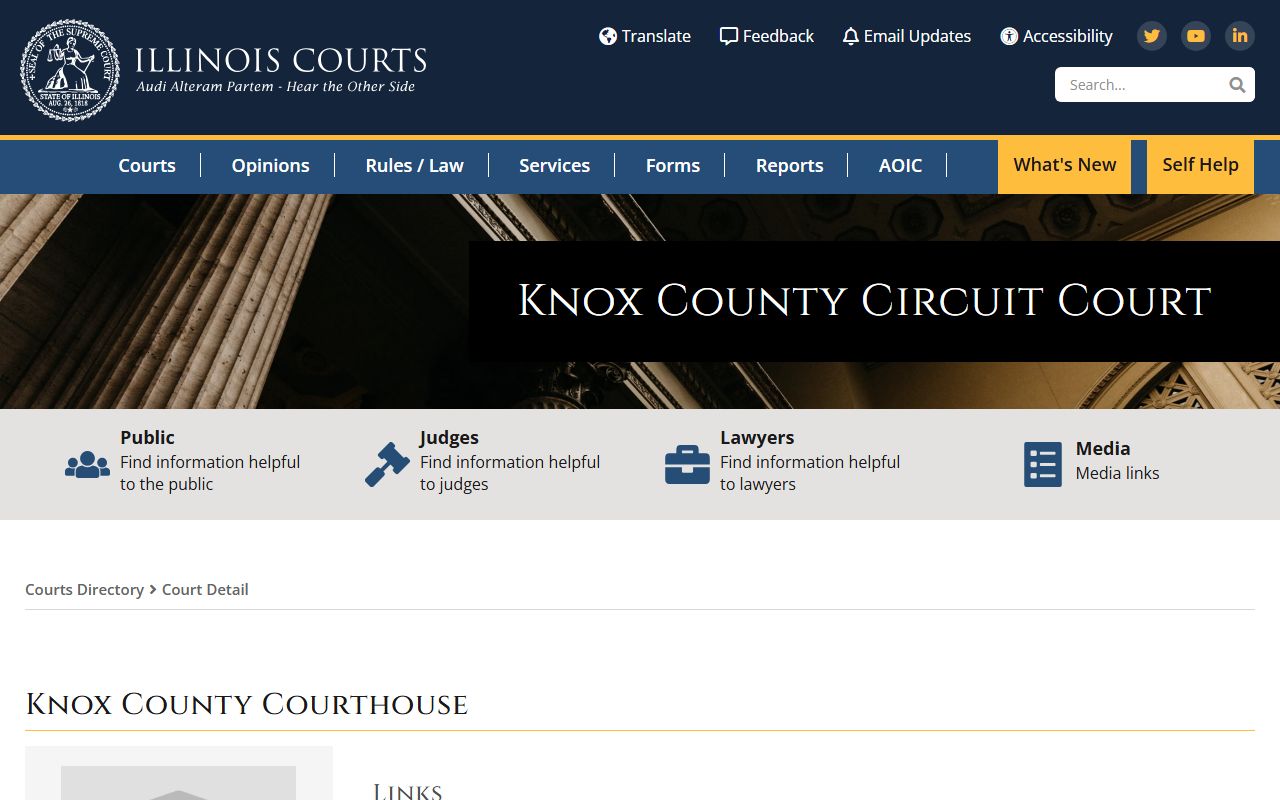 Illinois Courts directory listing for Knox County traffic court records