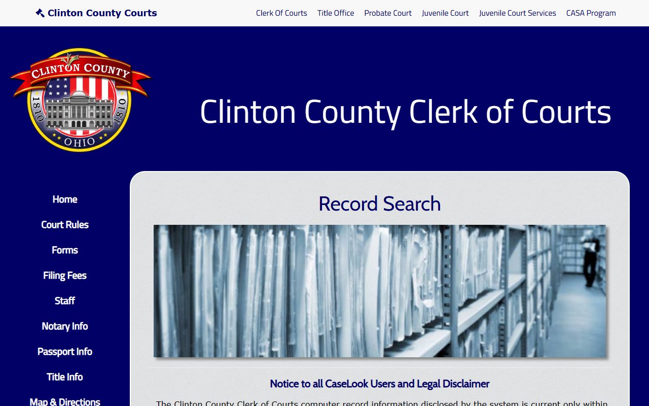 Clinton County record search portal for traffic court records