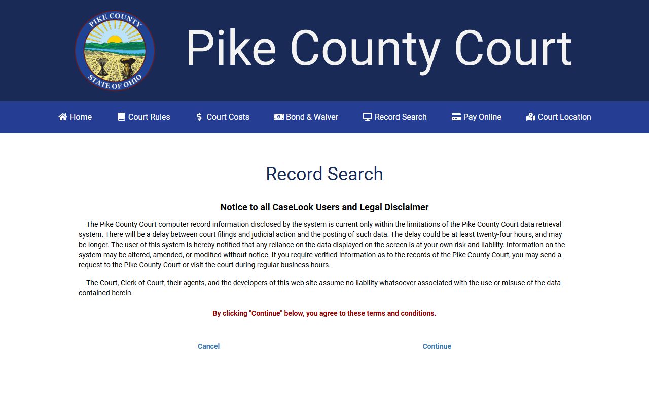 Pike County record search portal for traffic court records