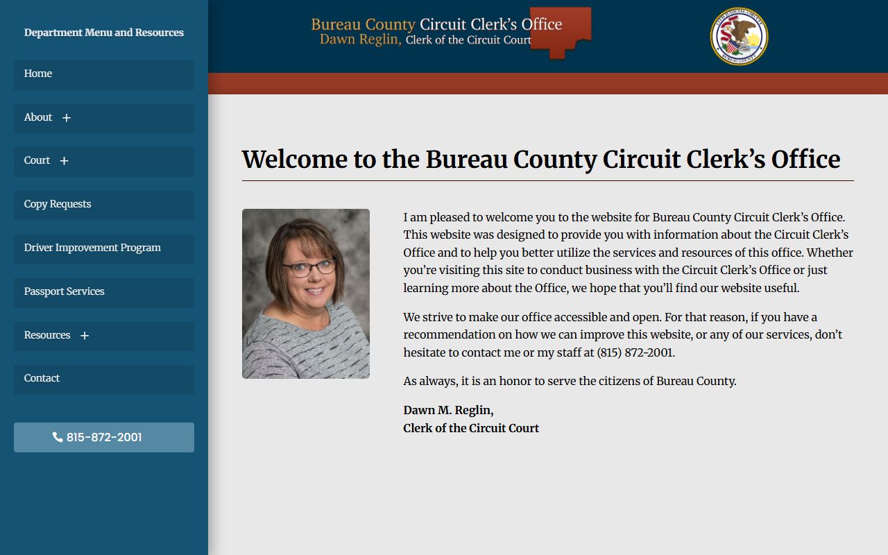 Bureau County Circuit Clerk homepage for traffic court records