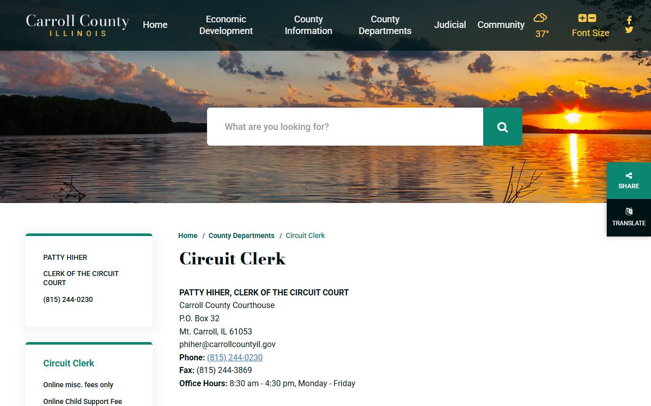 Carroll County Circuit Clerk website for traffic court records