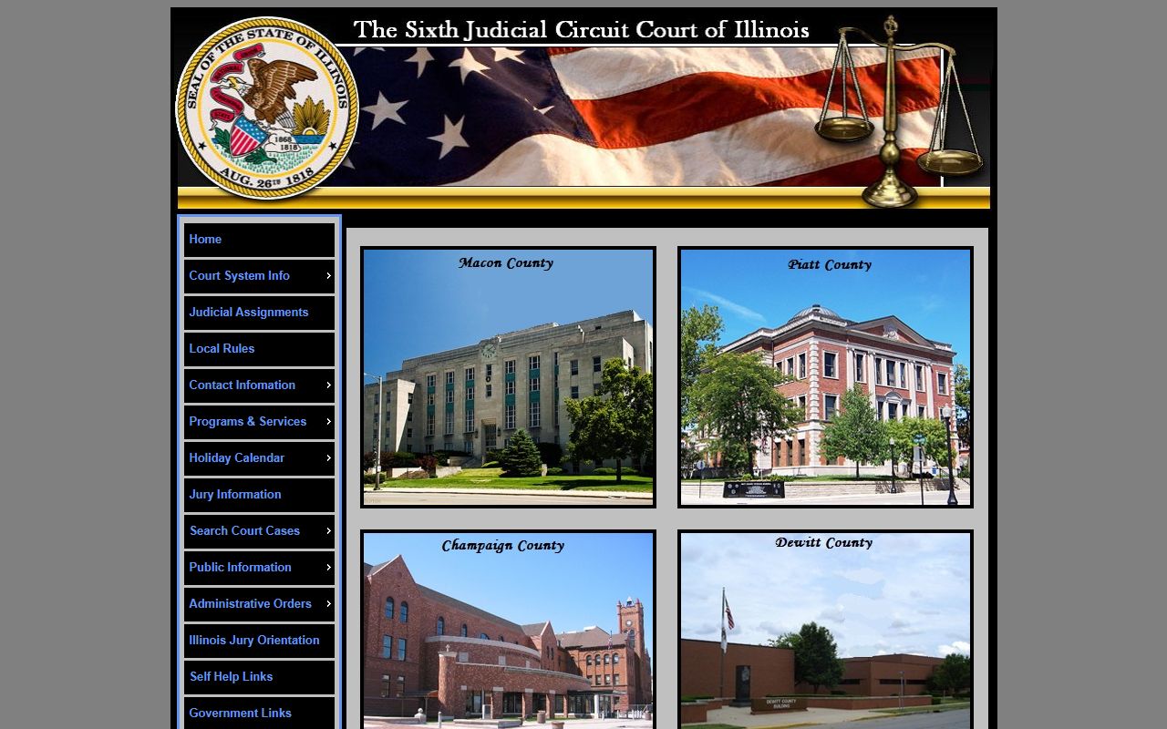 6th Judicial Circuit Court page for Champaign County traffic court records