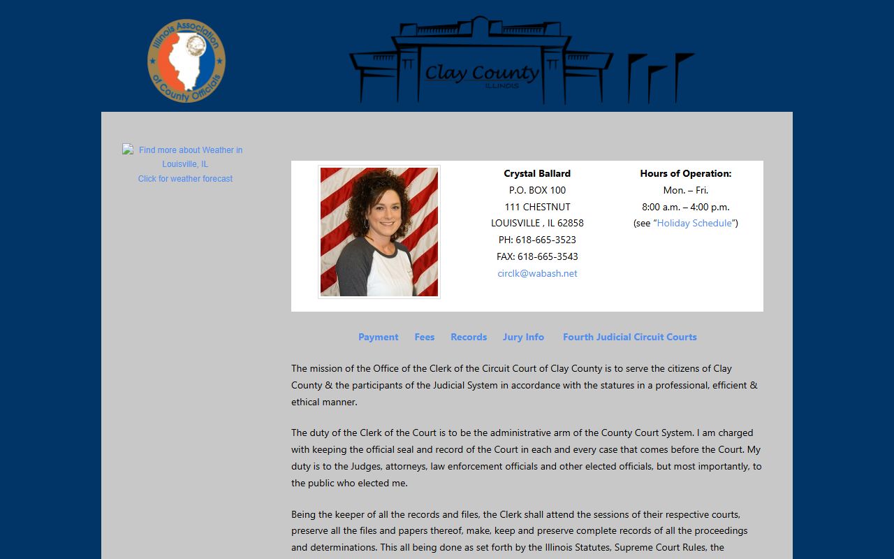 Clay County Circuit Clerk homepage for traffic court records