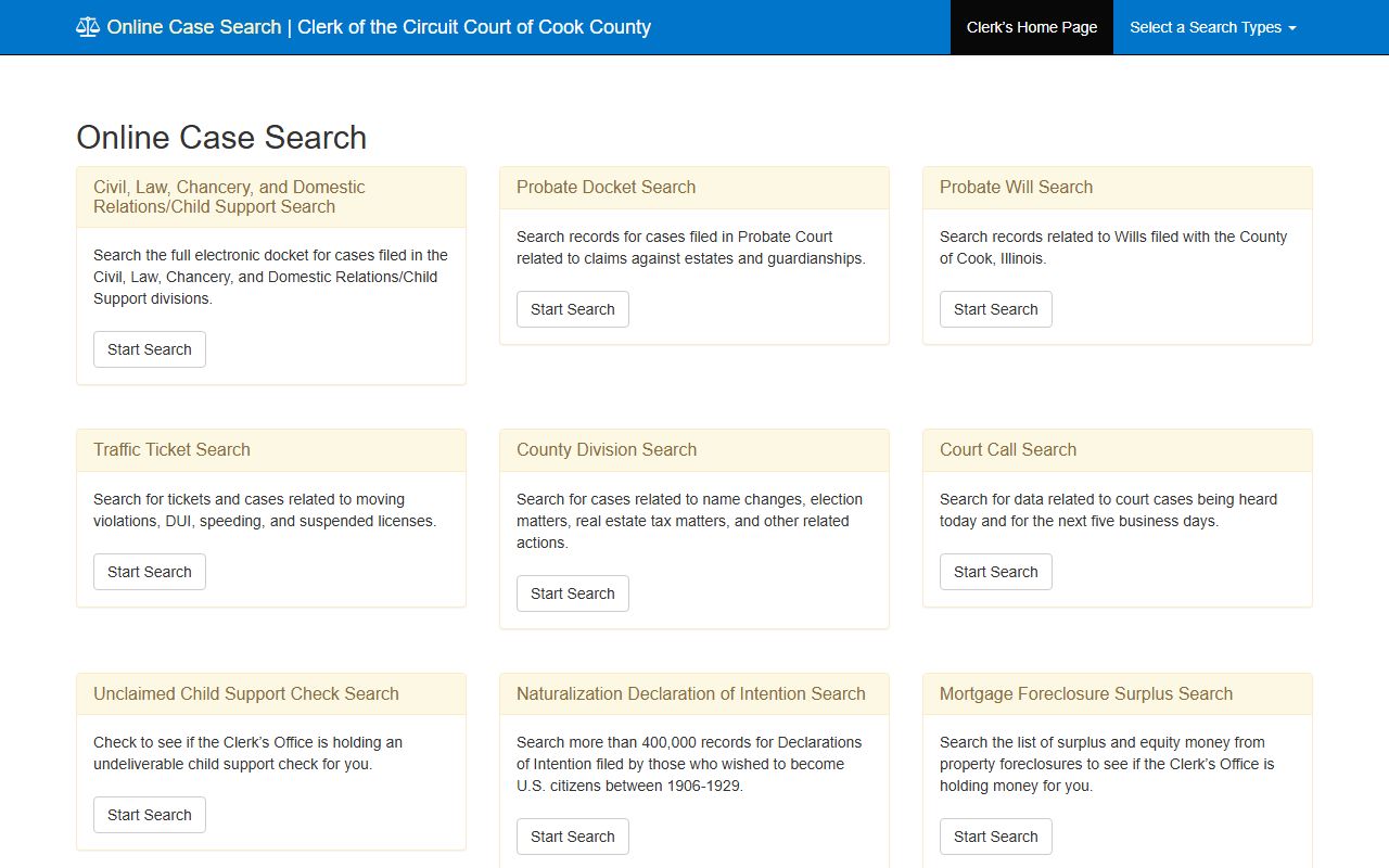 Cook County online case search portal for traffic court records
