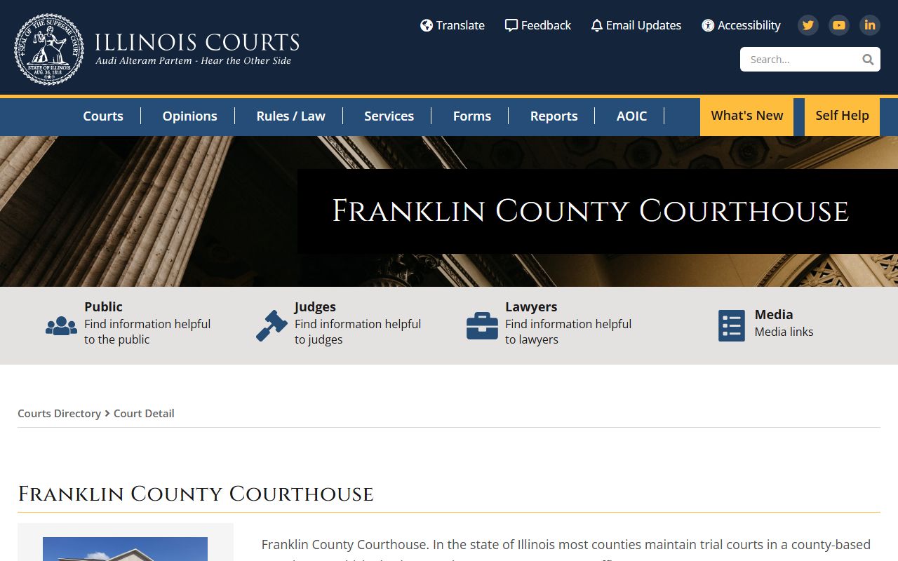Edgar County Illinois Courts directory page for traffic court records