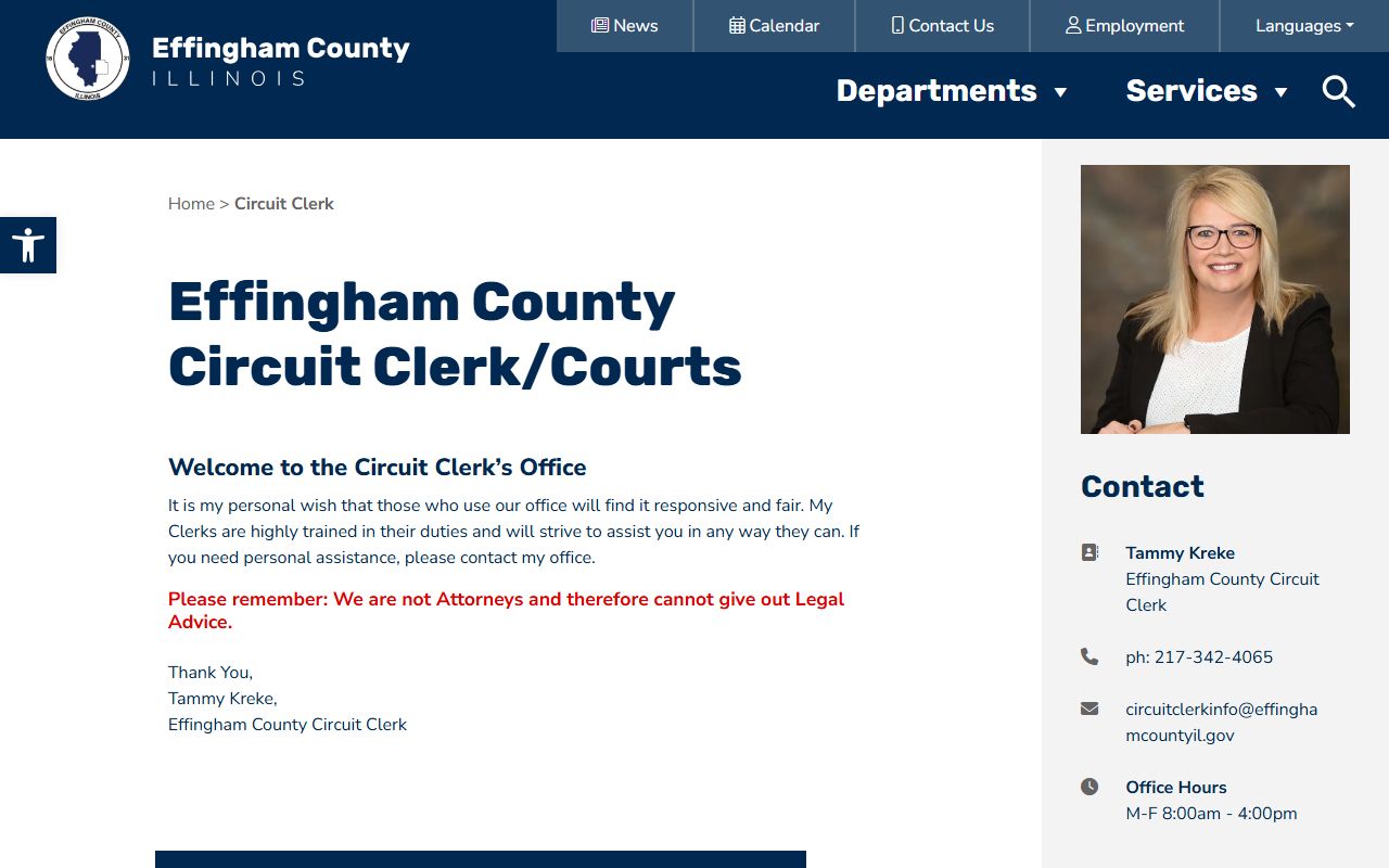 Effingham County Circuit Clerk website for traffic court records