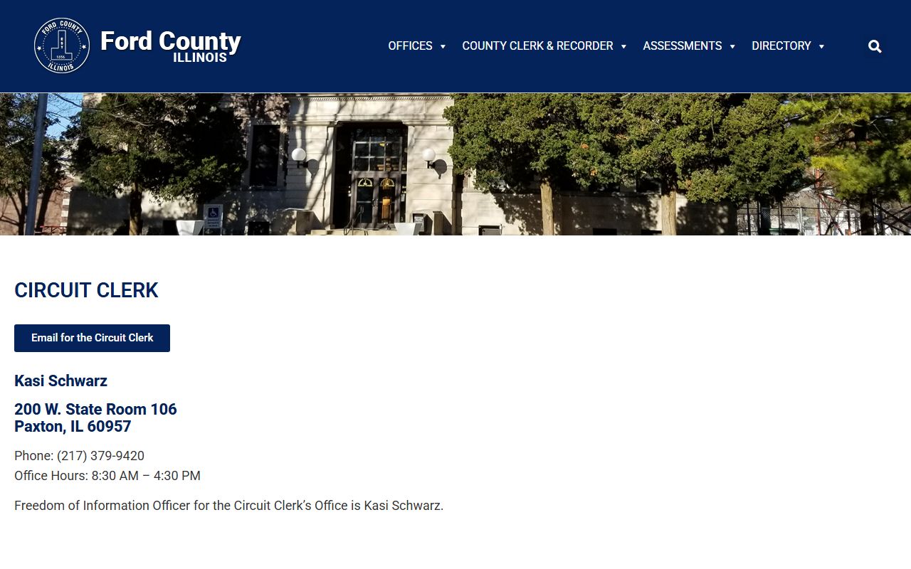 Ford County Circuit Clerk website for traffic court records