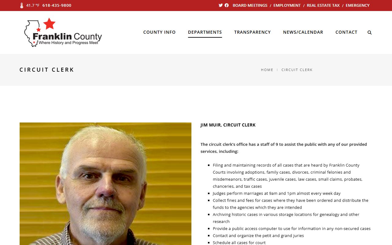 Franklin County Circuit Clerk office page for traffic court records