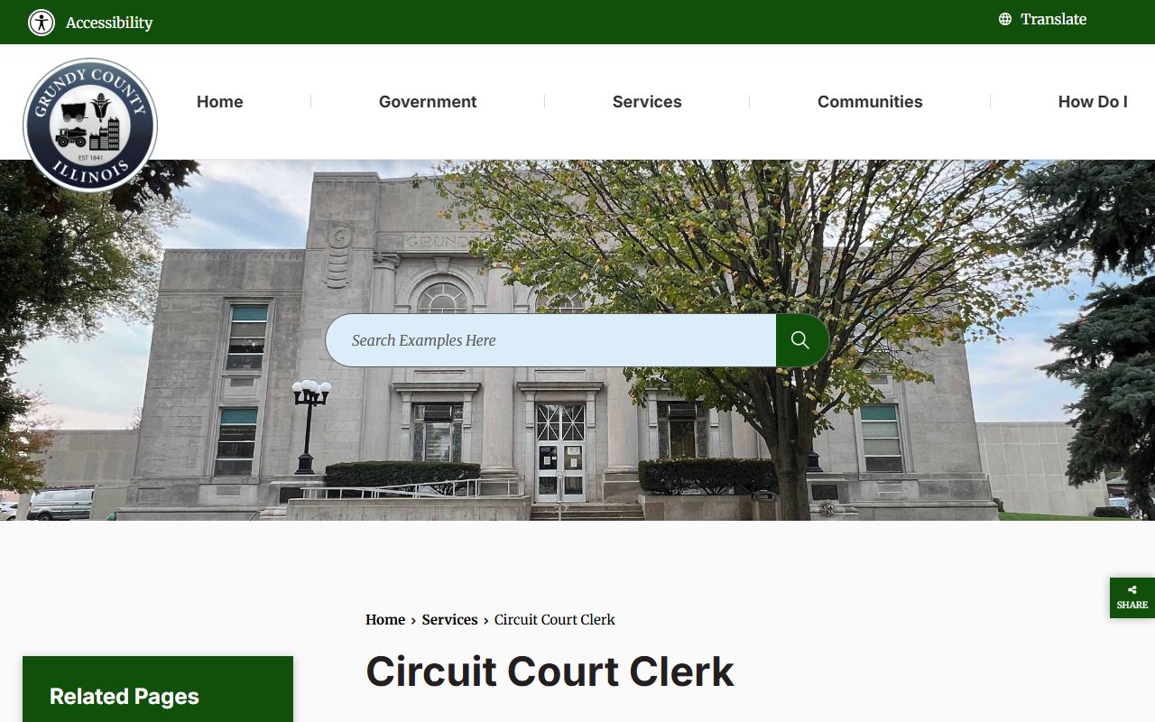 Grundy County Circuit Clerk website for traffic court records