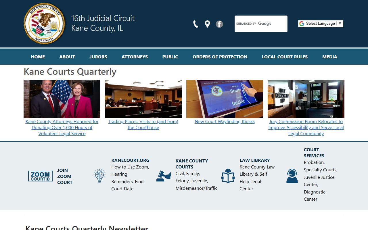 16th Judicial Circuit website for Kane County traffic court records