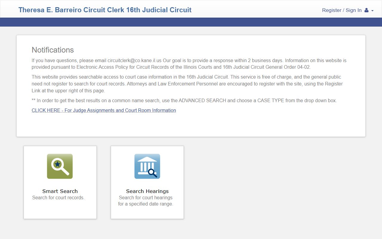 Kane County court portal for searching traffic court records