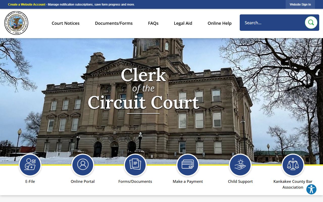 Kankakee County Circuit Clerk website for traffic court records