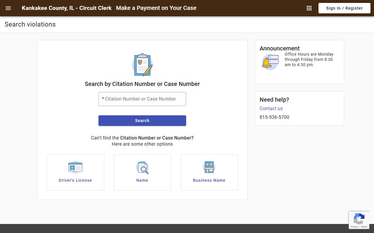 Kankakee County online payment portal for traffic court records