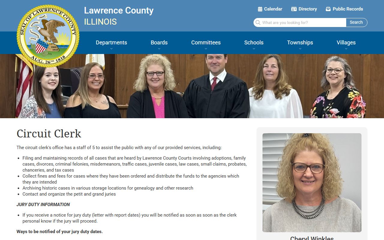 Lawrence County Circuit Clerk homepage for traffic court records