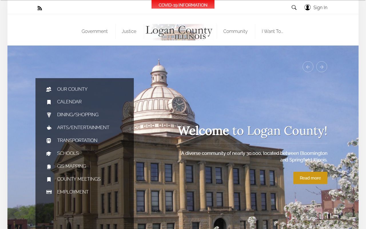 Logan County Circuit Clerk homepage for traffic court records