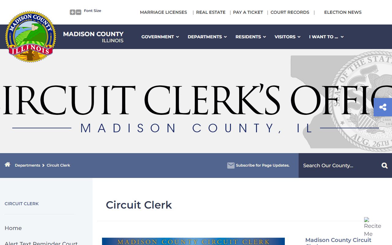 Madison County Circuit Clerk page for traffic court records