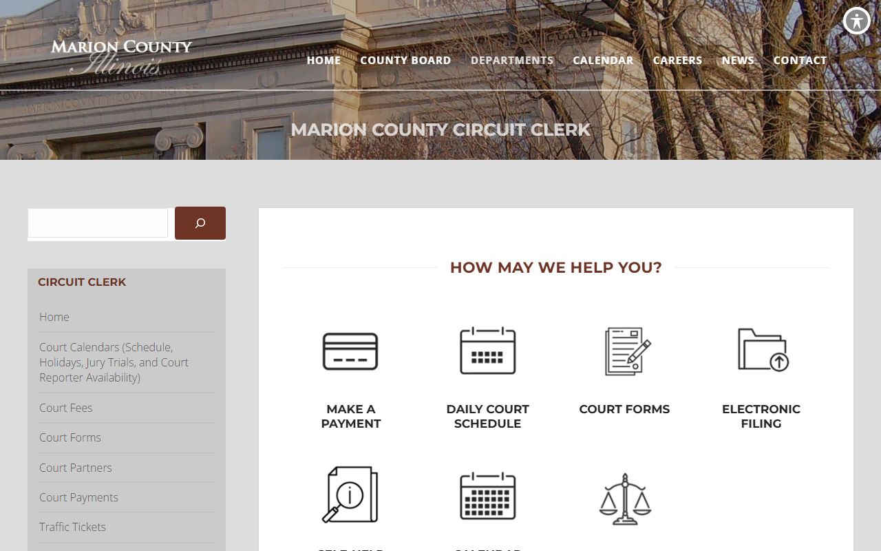 Marion County Circuit Clerk office page for traffic court records