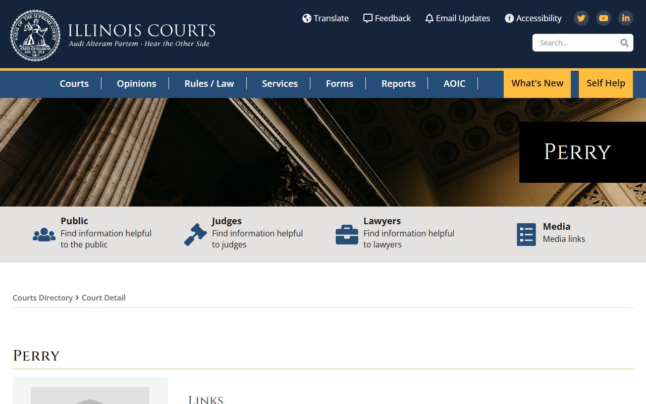 Mason County IL Courts Directory page for traffic court records