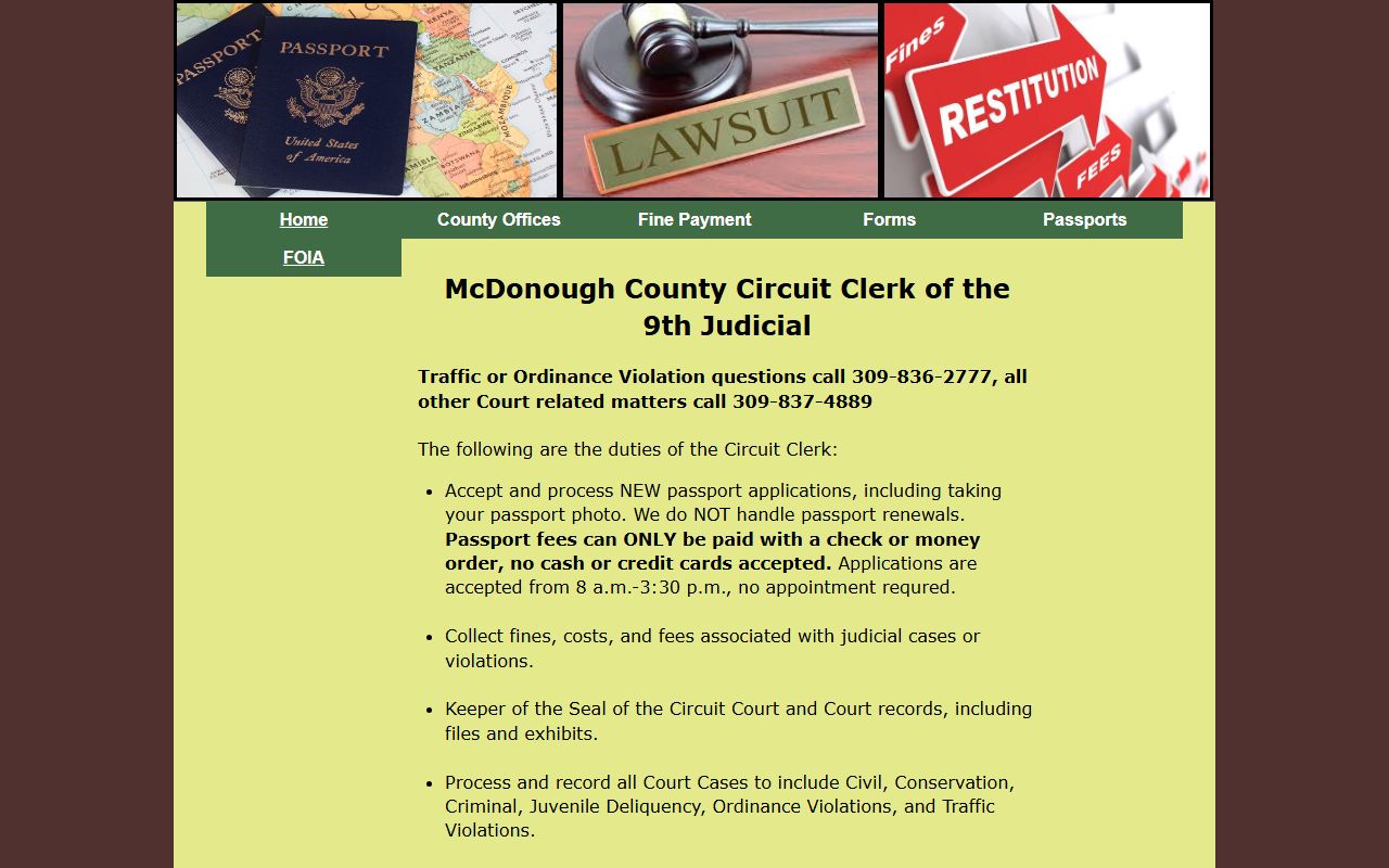 McDonough County Circuit Clerk website for traffic court records