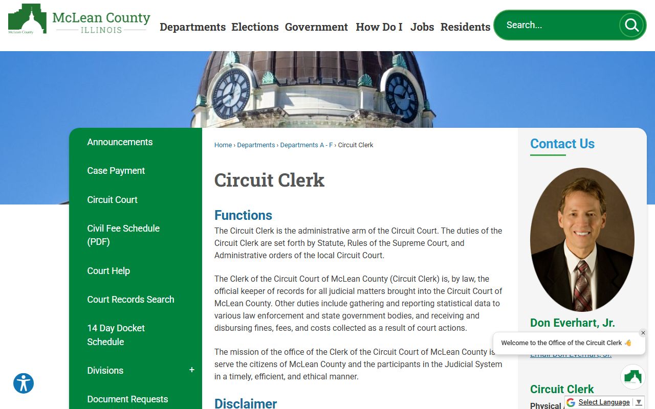 McLean County Circuit Clerk website for Bloomington traffic court records