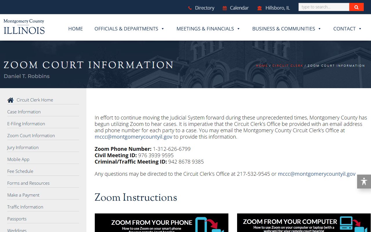 Montgomery County Zoom court information for traffic court records