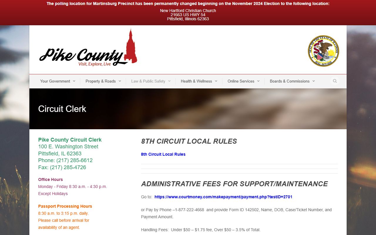 Pike County Circuit Court page for traffic court records