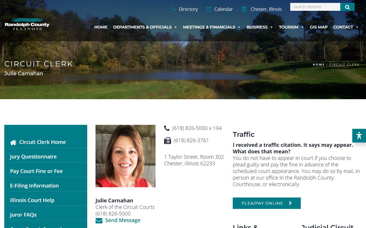 Randolph County Circuit Clerk website for traffic court records