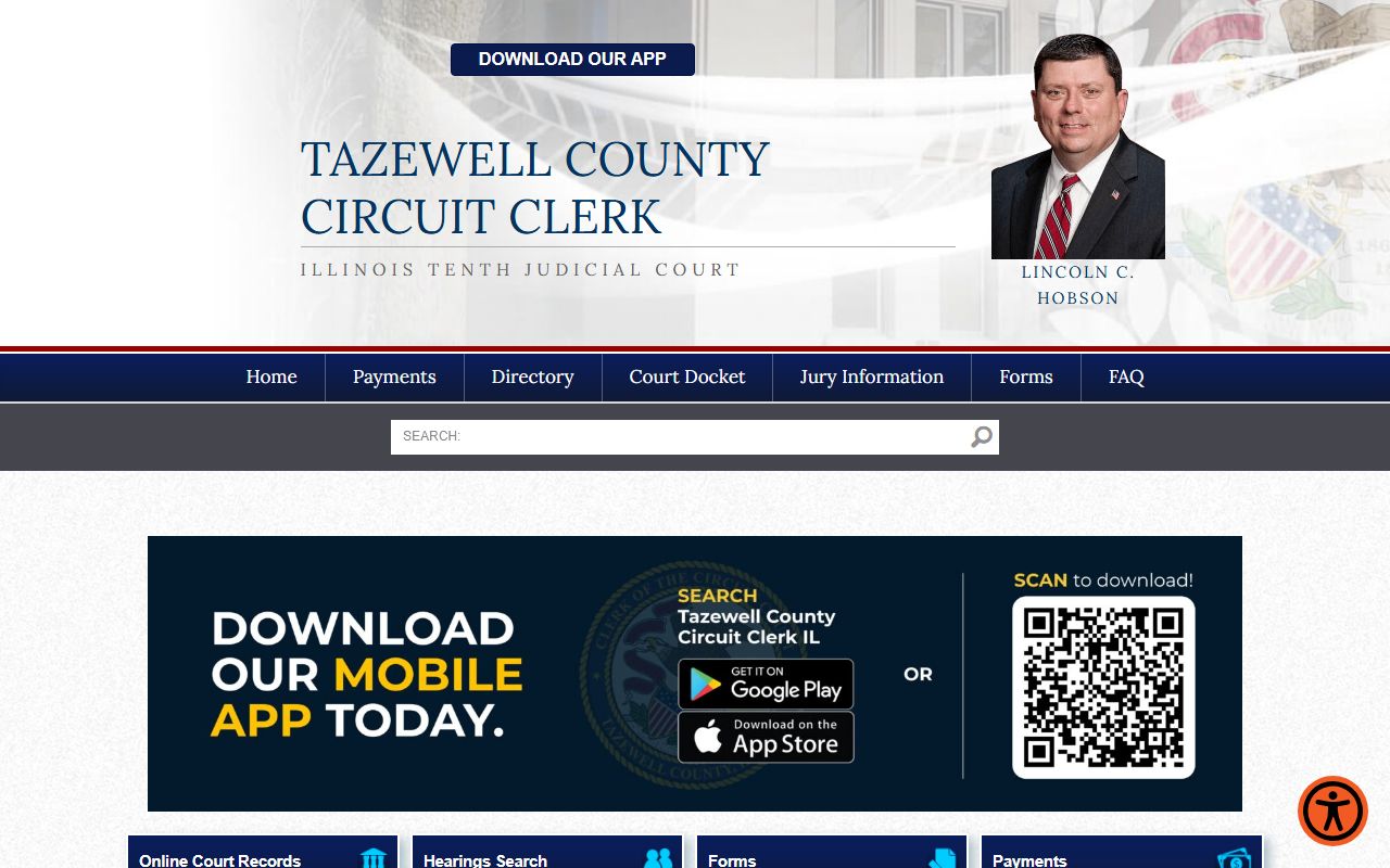 Tazewell County Circuit Clerk homepage for traffic court records