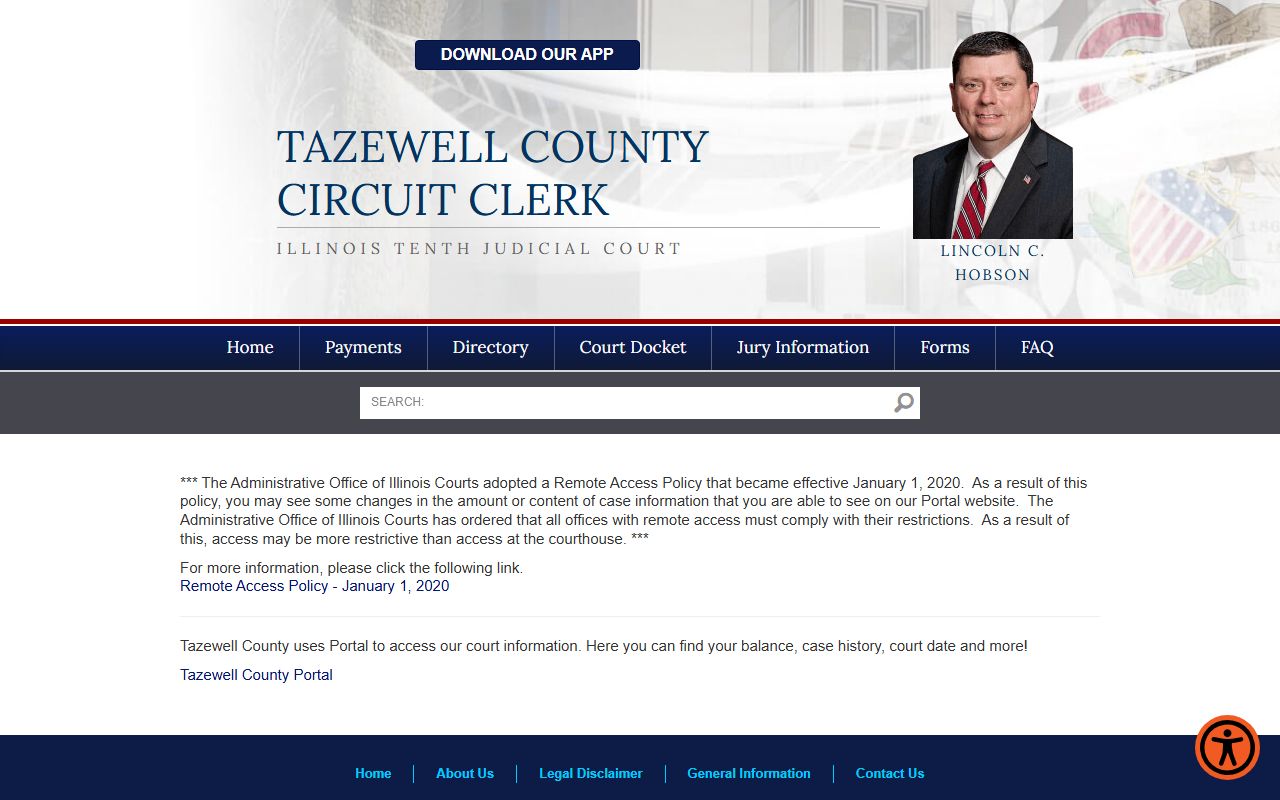 Tazewell County online court records portal for traffic court records