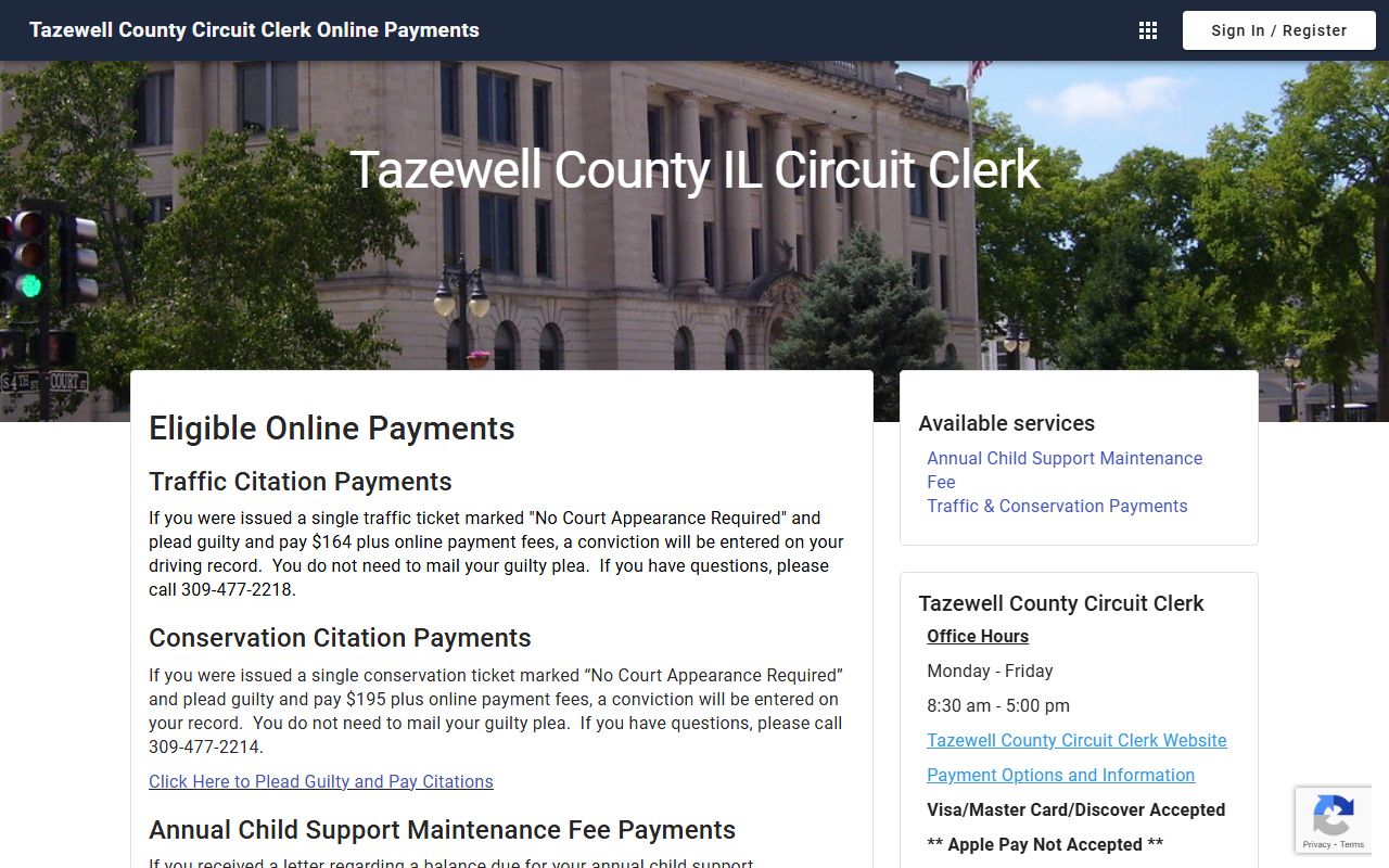 Tazewell County online payment portal for traffic court records