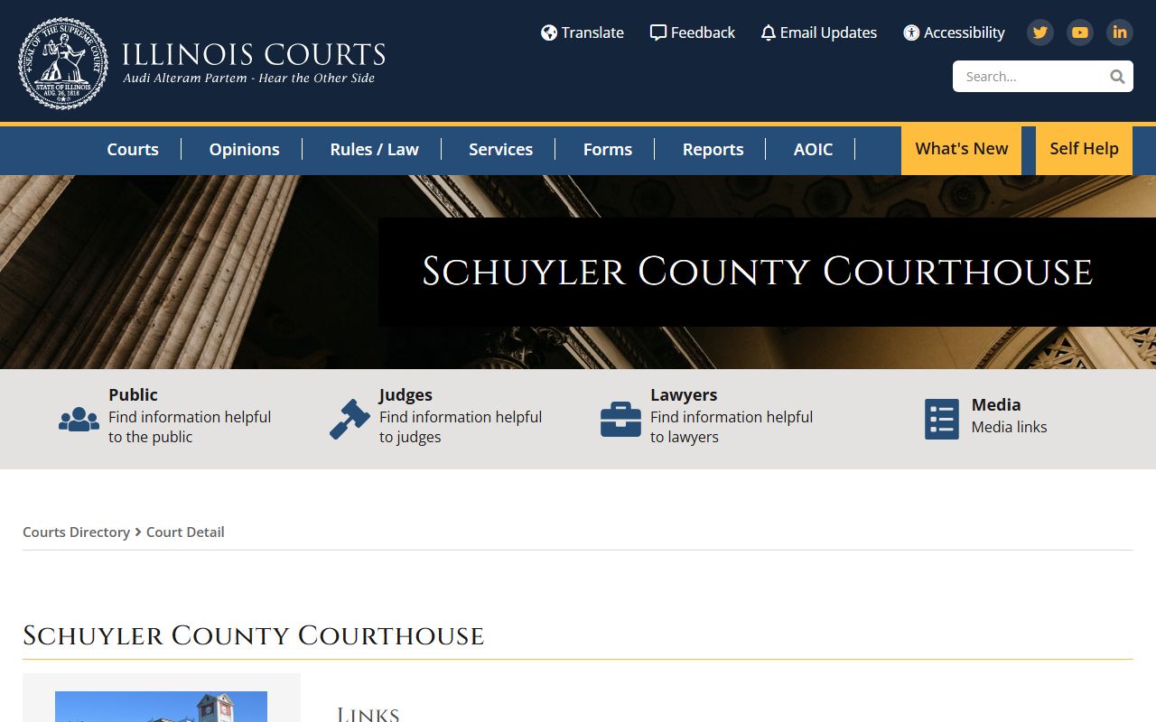 Vermilion County IL Courts directory listing for traffic court records