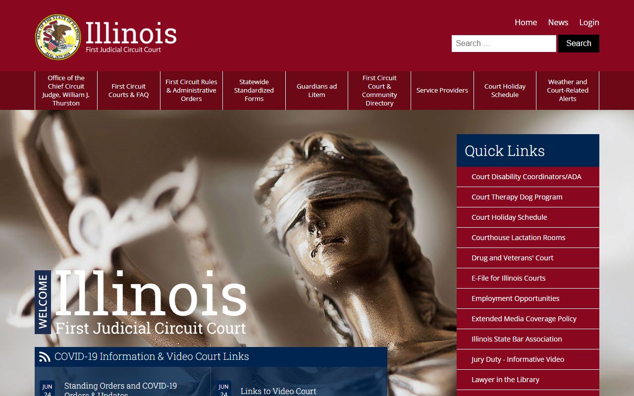 1st Judicial Circuit homepage for Williamson County traffic court records