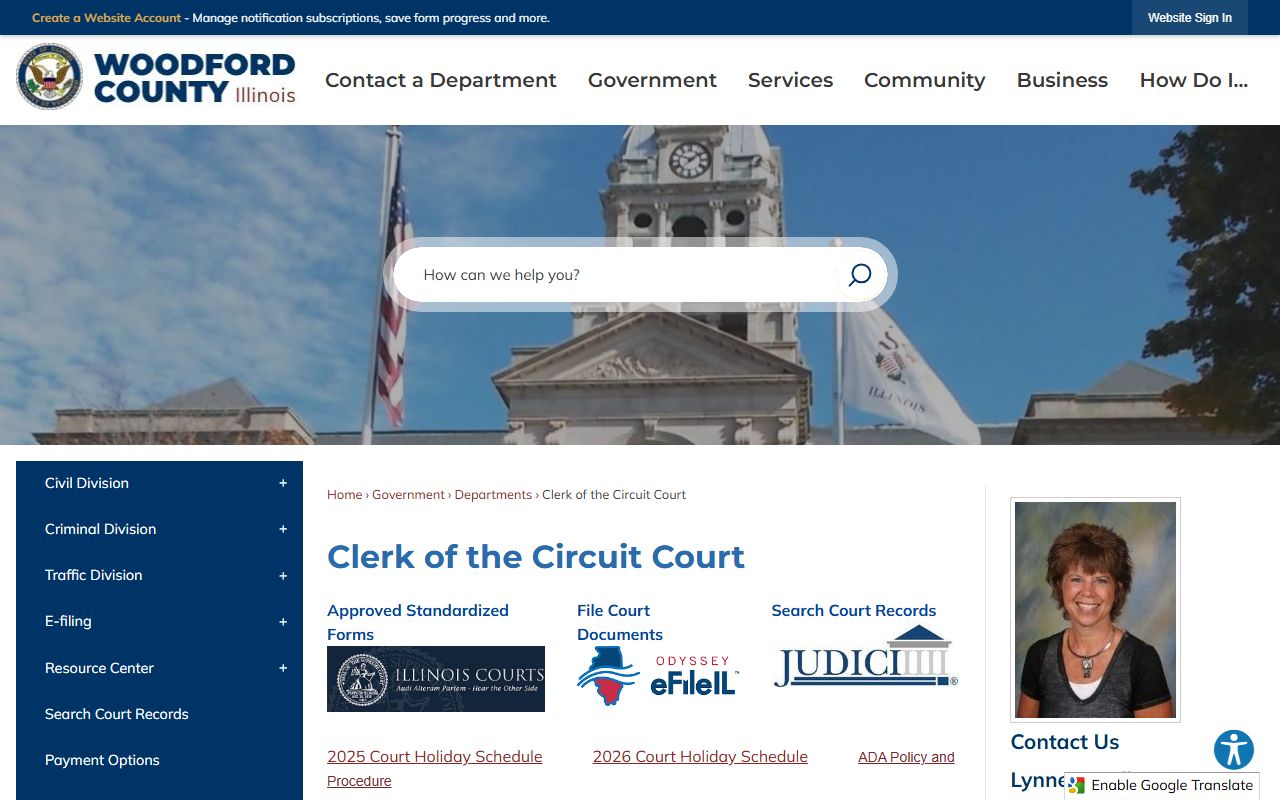 Woodford County Circuit Clerk office page for traffic court records