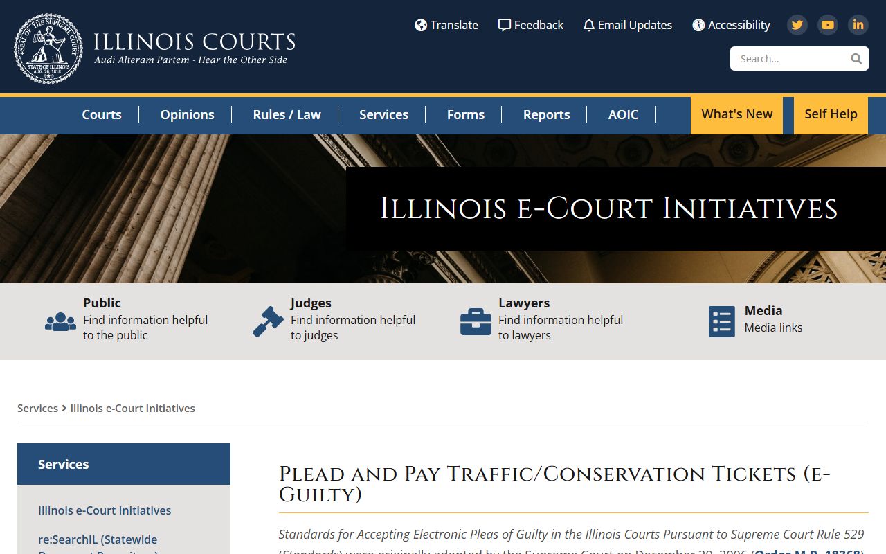 Illinois e-Guilty plead and pay system for traffic court records